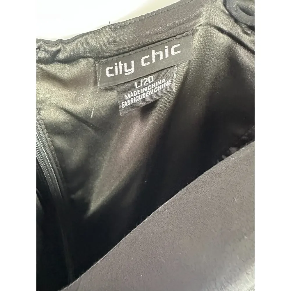 City Chic Entwine Ruched Cold Shoulder Tulip Midi Dress Black Plus Size L 20 - Picture 11 of 14